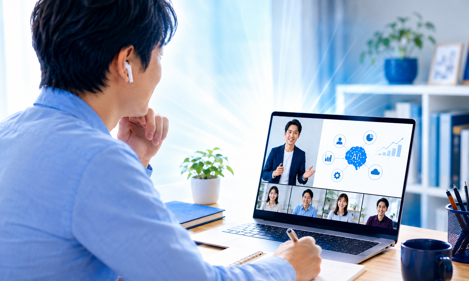講師がAIの基礎を説明している研修風景のイメージ