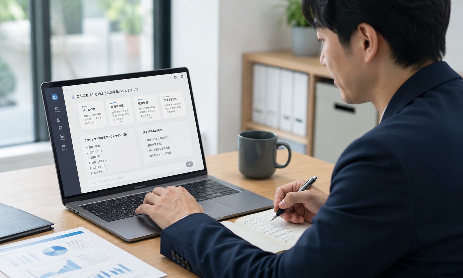 パソコンを操作しながらAIを実践している参加者のイメージ